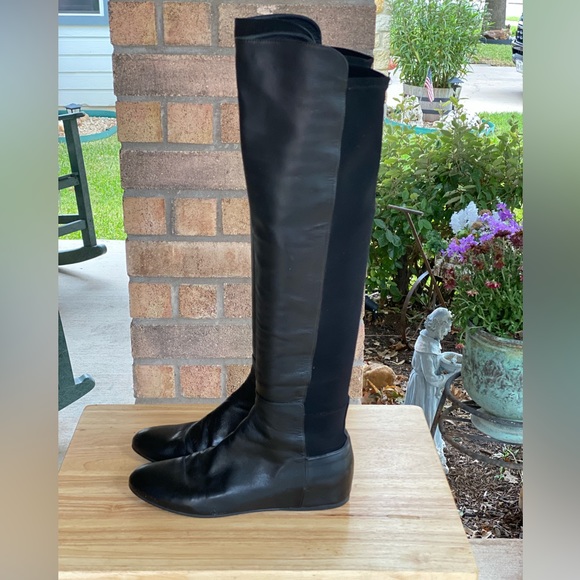 Stuart Weitzman MAINLINE Hidden Wedge Over the Knee Boot Black Leather Size 8.5 - Picture 6 of 11